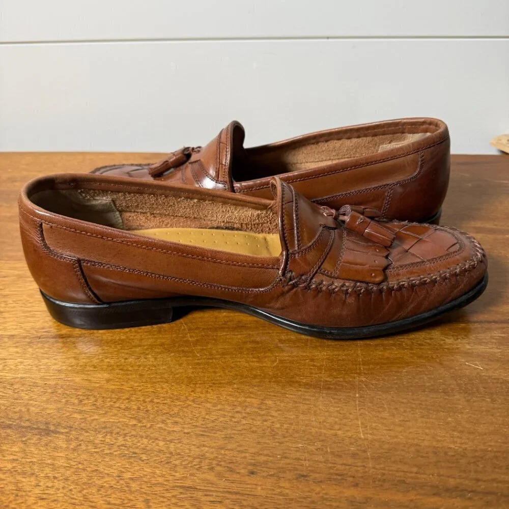 Giorgio Brutini Le Glove Brown Leather Kiltie Tassel Loafers Sz 11D